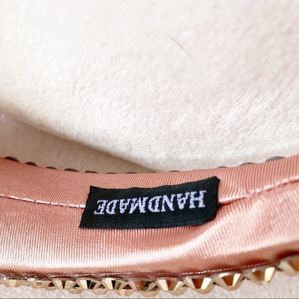 NWOT Rose Gold Headband Pink Sparkly Jeweled Padded Spring Wedding
